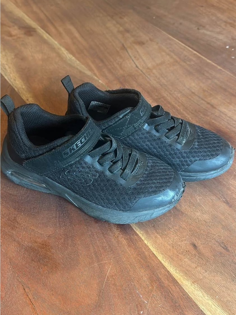 Skechers Kids Black Mesh Hook-and-Loop Sneakers